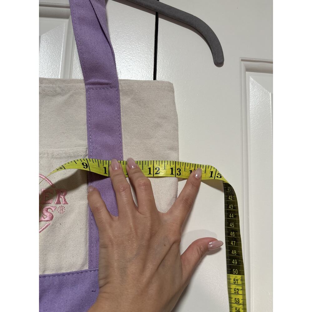Trader Joe's Canvas Tote Bag with Purple Handles - Picture 4 of 6
